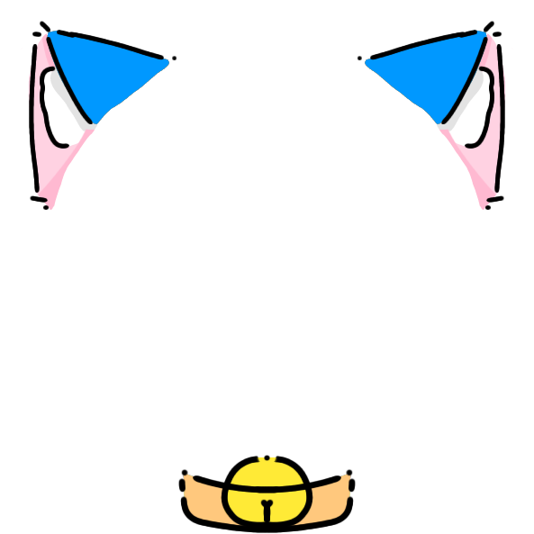 orange collar blue cat ears Decoration
